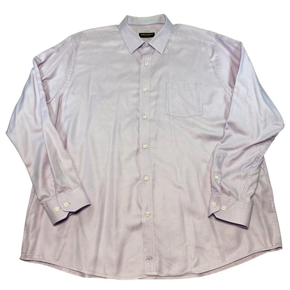 Johnston & Murphy Mens Lavender Houndstooth Cotton Dress Shirt‎ XL